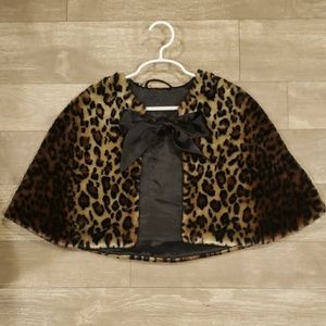 Girls cheetah shawl with satin bow